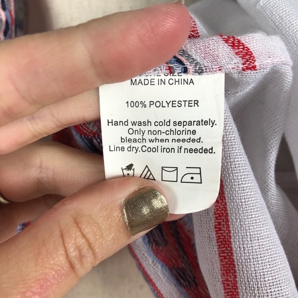 Embroidered Infinity Scarf Red White Blue - Picture 6 of 6